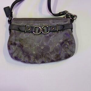 Coach Metallic Gray Wristlet
